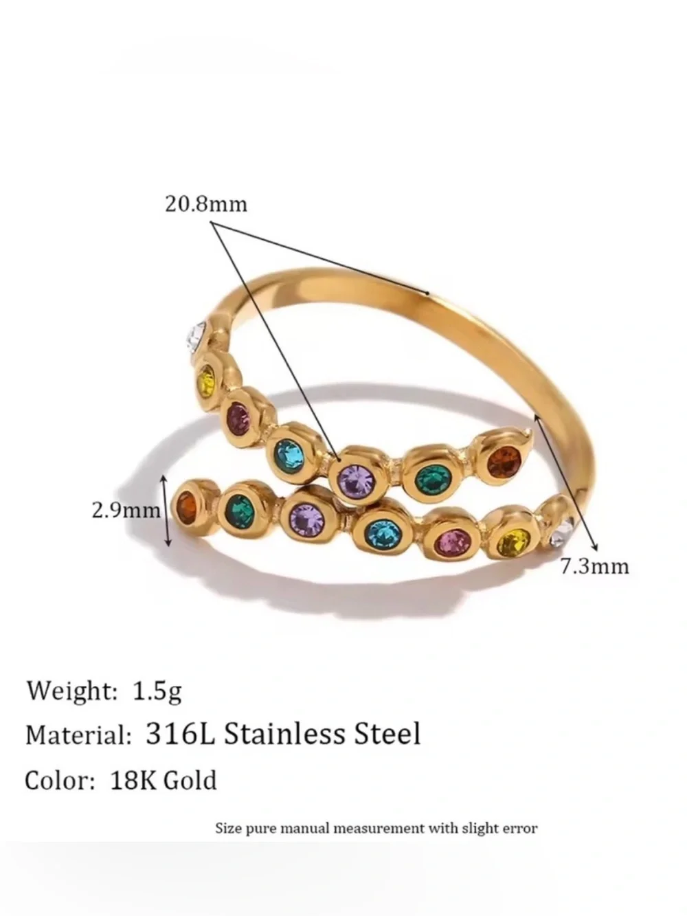Rainbow Ring 18K Gold Plated Ring